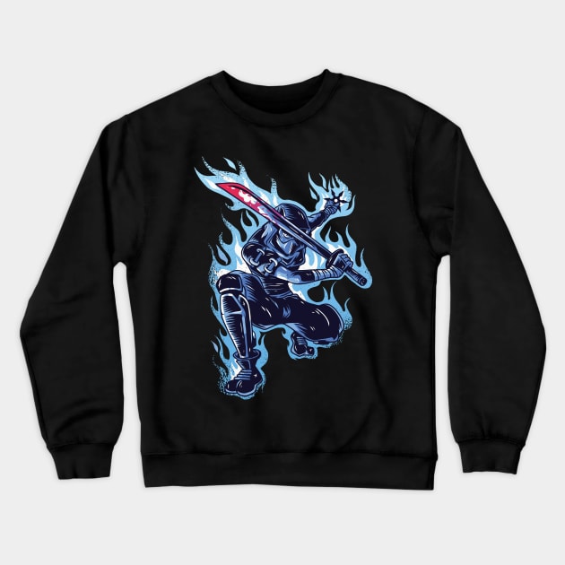 Blue Ninja Crewneck Sweatshirt by Urban_Vintage